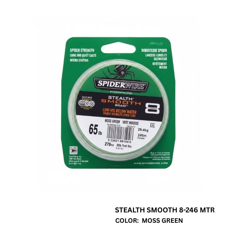 SPIDERWIRE STEALTH SMOOTH 246M MOSS GREEN BRAIDS