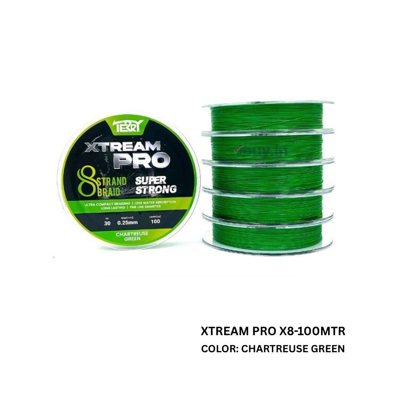 TERRY XTREAM PRO X8 - 100M CHARTREUSE GREEN BRAIDS