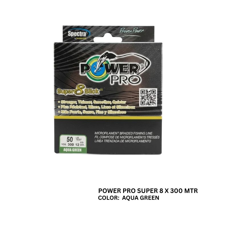 POWERPRO SUPER 8 SLICK 300M AQUA GREEN BRAIDS